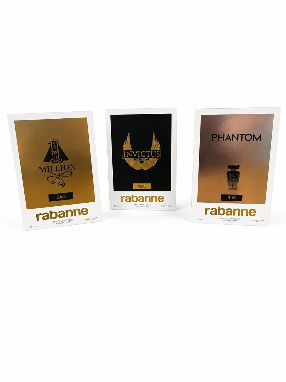 ✨ Rabanne Men’s Cologne Sample Set 3 x 1.5 mL Sprays Elixir & Invictus